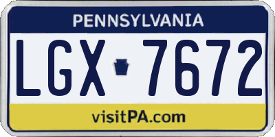 PA license plate LGX7672