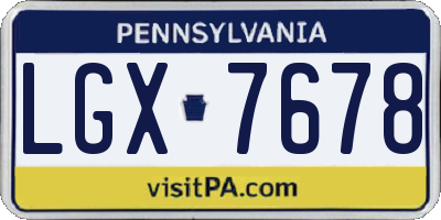 PA license plate LGX7678