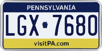 PA license plate LGX7680