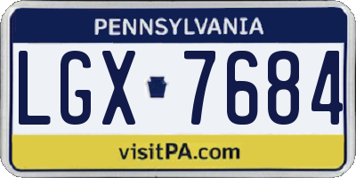 PA license plate LGX7684