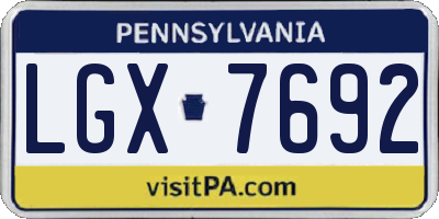 PA license plate LGX7692