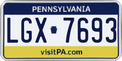 PA license plate LGX7693