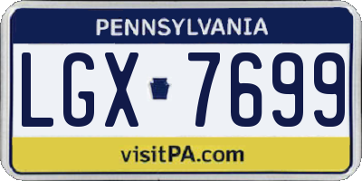 PA license plate LGX7699