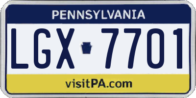PA license plate LGX7701