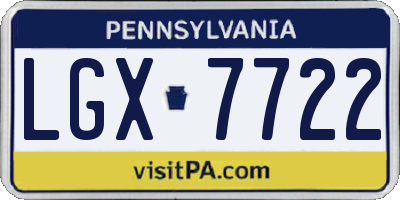 PA license plate LGX7722