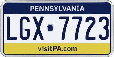 PA license plate LGX7723