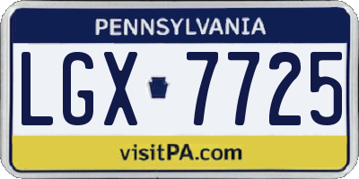 PA license plate LGX7725