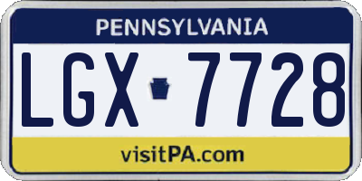 PA license plate LGX7728