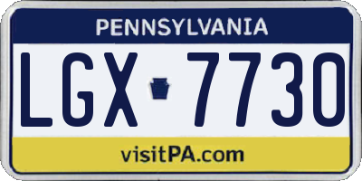 PA license plate LGX7730