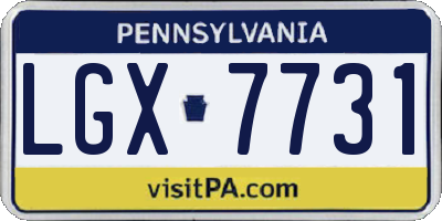 PA license plate LGX7731