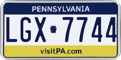 PA license plate LGX7744