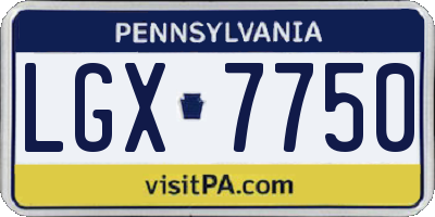 PA license plate LGX7750