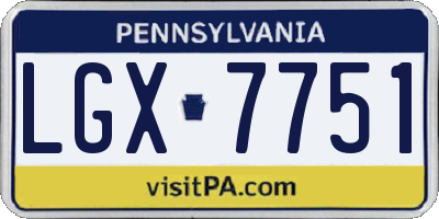 PA license plate LGX7751