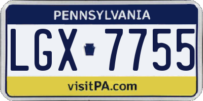 PA license plate LGX7755
