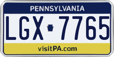 PA license plate LGX7765