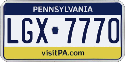 PA license plate LGX7770