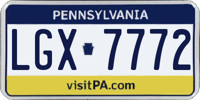 PA license plate LGX7772