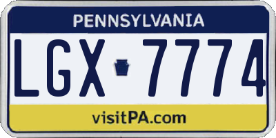 PA license plate LGX7774