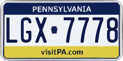 PA license plate LGX7778