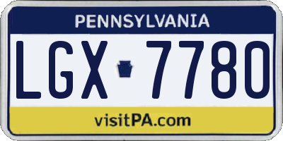 PA license plate LGX7780