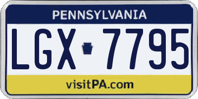 PA license plate LGX7795