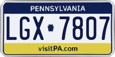 PA license plate LGX7807