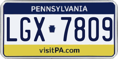 PA license plate LGX7809