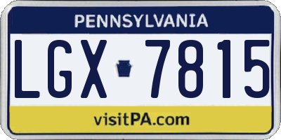 PA license plate LGX7815