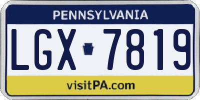 PA license plate LGX7819