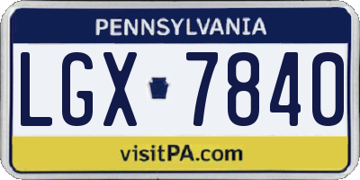 PA license plate LGX7840