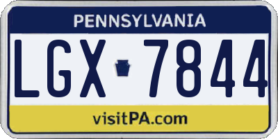 PA license plate LGX7844