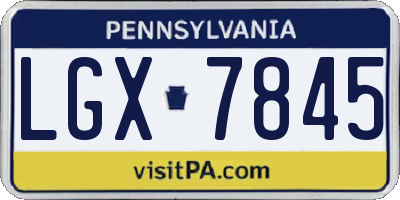 PA license plate LGX7845