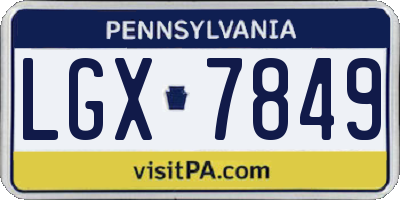 PA license plate LGX7849