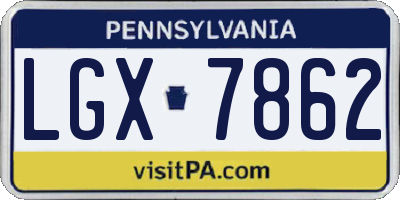 PA license plate LGX7862