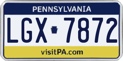 PA license plate LGX7872