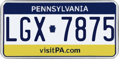PA license plate LGX7875