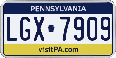 PA license plate LGX7909