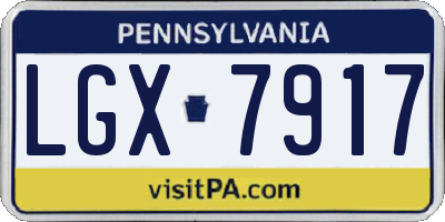 PA license plate LGX7917