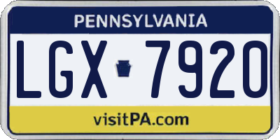 PA license plate LGX7920