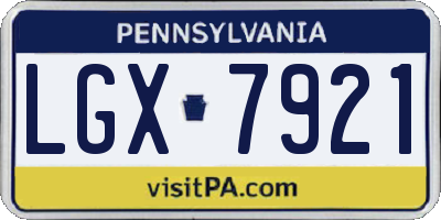 PA license plate LGX7921