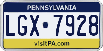 PA license plate LGX7928