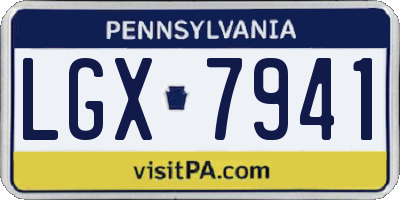 PA license plate LGX7941