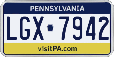 PA license plate LGX7942