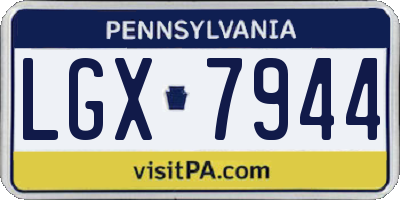 PA license plate LGX7944