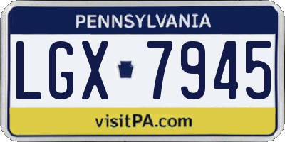 PA license plate LGX7945