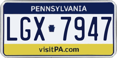 PA license plate LGX7947