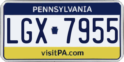 PA license plate LGX7955