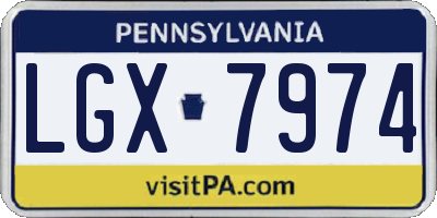 PA license plate LGX7974
