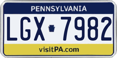 PA license plate LGX7982