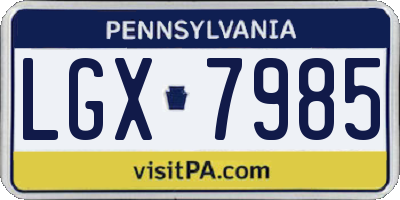 PA license plate LGX7985
